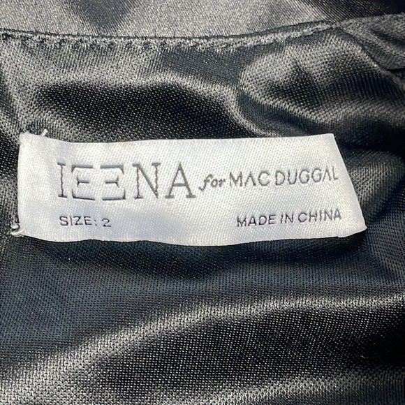 New Ieena Mac Duggal Jersey and Satin Wrap Mini Dress Black Blazer Suiting Sz 2 - Picture 7 of 13